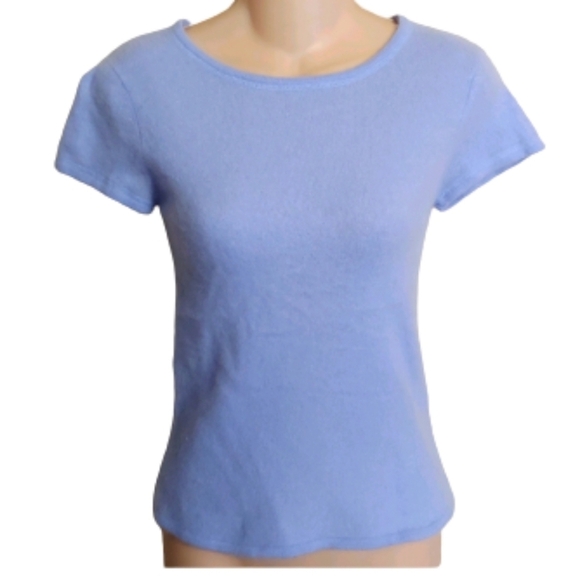 In Cashmere Tops - In Cashmere Light Blue Cashmere Short Sleeve Top Size Women's Medium